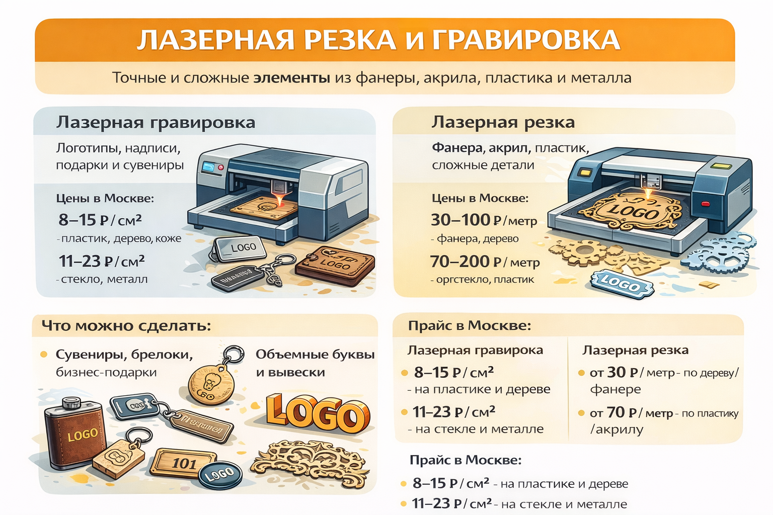 Инфографика: лазерная резка и гравировка